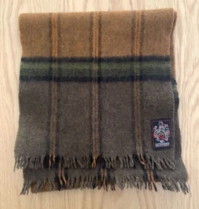 Vintage Scarf New Lambswool Made In West Germany Brown Orange Tartan Plaid - Picture 1 of 5