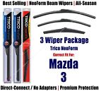 3-Pack Wipers Front & Rear NeoForm - fit 2014-2018 Mazda 3 - 16240/180/12B