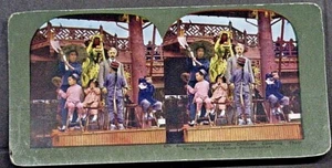 Stereo View Superstitous  Chinese Children Covering Faces for Photograph - Picture 1 of 3