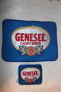 Lot of 2 Vtg Advertising Cloth Square Patches Genesee Beer Deliveryman's Shirt - Picture 1 of 8