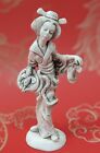 Vintage Asian Oriental Lady With Fish Plastic Figurine Italy 16cm