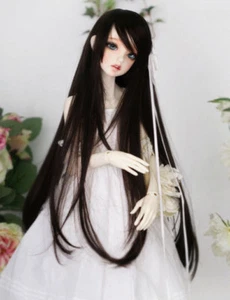 Peluca larga negra 8-9" 1/3 BJD LUTS muñeca SD DZ DOD MSD pelo de muñeca - Imagen 1 de 5