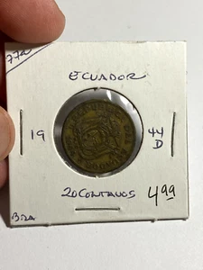 1944 D Ecuador 20 Centavos - Picture 1 of 2