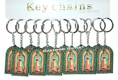 10 Virgen De Guadalupe Key Chain Favors Recuerdos Madera Bautizo Virgen Maria - Image 1 of 4