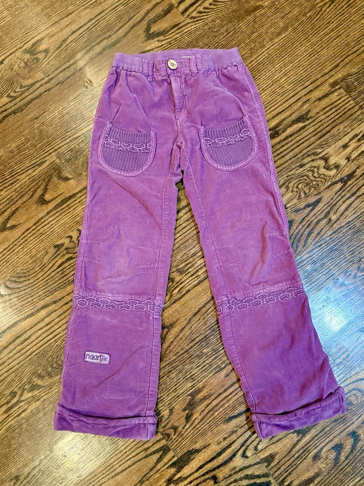 NAARTJIE ~ Pantalones con puños de pana púrpura para niñas ~ Bordados ~ Talla XXXXL 10 años ~ 131 Foto 1 de 4
