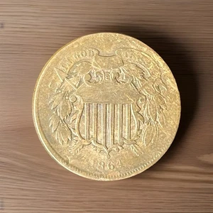 1864 Two Cent Piece Large Motto 2186404 - Picture 1 of 2