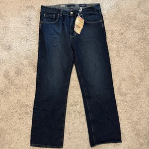 Tommy Hilfiger Blue Jeans Mens 36x32 Freedom Fit Dark Wash Straight Relaxed NWT - Picture 1 of 12