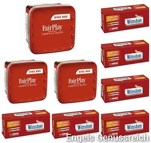 3 x Fair Play Volume Tobacco á 280g + 6 x Winston Extra Hülsen á 250 Stück