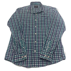 Scotch & Soda Mens Large L Shirt Salon Bizarre Long Sleeve Green Blue Plaid EUC - Picture 1 of 11