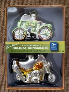 NEW lot 2 MOTORCYCLE cruiser Biker CHRISTMAS tree Holiday ORNAMENT Postal Servic - Picture 1 of 1
