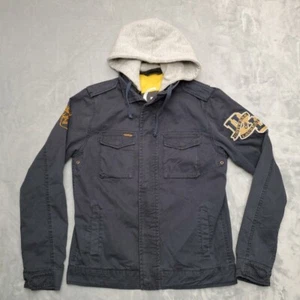 Vintage Scotch Soda Rugby Jacket Men S Blue Hooded Embroiderred 90s Y2K Military - Picture 1 of 16