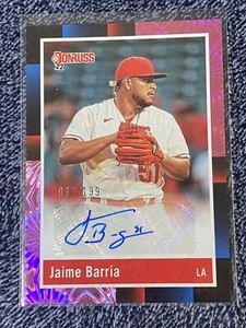 2022 Panini Donruss Retro 1988 Signatures Pink Fireworks /199 Jaime Barria Auto