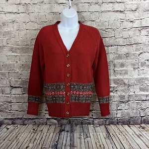 Pendleton Cardigan Sweater Womens Small Red Virgin Wool Woolen Mills Vintage - Picture 1 of 9