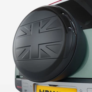 HAWKE UNION JACK STYLE Rear Wheel Cover Gloss Black fits DEFENDER 130 L663 MY20 - Picture 1 of 5