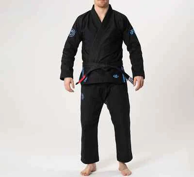 Fuji Sports Flow Tech Breathable Mens BJJ Jiu Jitsu Gi JiuJitsu Black/Blue/Grey - Image 1 of 4