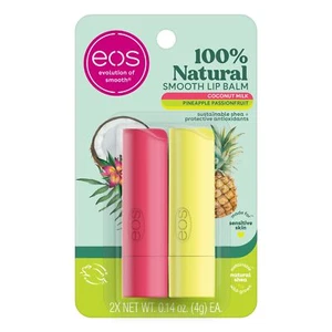 eos 100% Natural Lip Balm Coconut Milk and Pineapple Passionfruit 0.14 oz 2 Pack - Picture 1 of 6