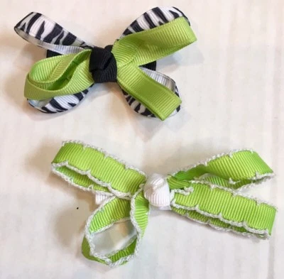 Cordón de moño personalizado para GYMBOREE ZEBRA mtm hecho a mano verde lima negro blanco Foto 1 de 3