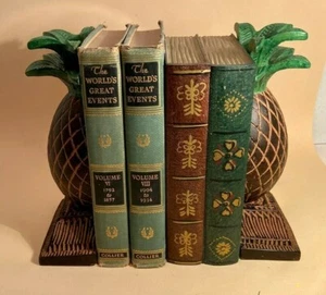Par de extremos de libro de piña de resina de resina de interior para el hogar (Homco) vintage - Imagen 1 de 6