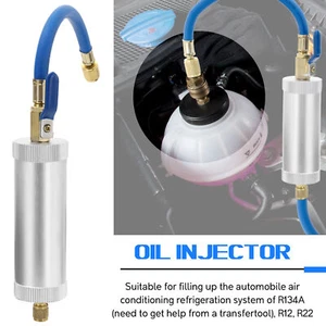 1/4" R134A Liquid Fuel Injector 2Oz Oil/Dye Syringe Car Air Conditioner Refill - Picture 1 of 9