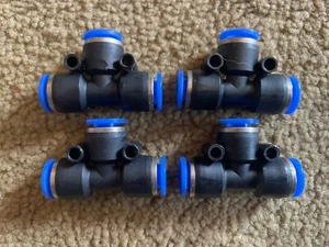 Tee Push to Connect 1/4 OD 3 Side Equal T Fitting Splitter Union Air “Lot Of 4” - Picture 1 of 1
