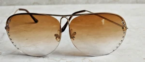 Occhiali da sole vintage Renauld Aviator anni 70 metallo montatura oro strass - Foto 1 di 12