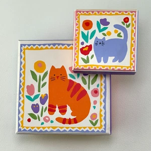 1989 Set 2 Cat Stacking Cardboard Decorative Boxes Lori Pierson Hallmark 4" 2.5" - Picture 1 of 9