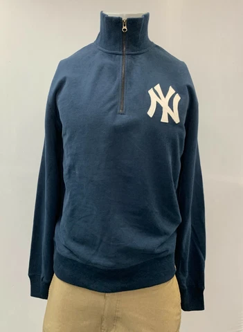 New York Yankees Men's 1/4 Zip Pullover Sweatshirt Size L, '47 Striker Navy Blue Cover
