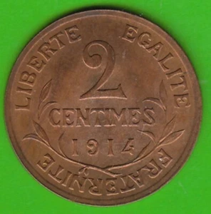 Coin France 2 Centimes 1914 Almost Uncirculated Great Condition nswleipzig - Picture 1 of 3