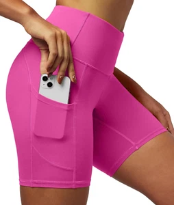 Biker Shorts Women 6" Tummy Control Workout Shorts Women with Pockets High Waist - Picture 1 of 12