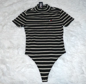 Tommy Jeans Women's Striped Bodysuit High Neck Size Small New With Tags - Picture 1 of 6