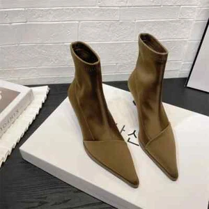Autumn Women High Heels Satin Pointed Toe Short Boot Thin Heel Stretch Sock Boot - Picture 1 of 19