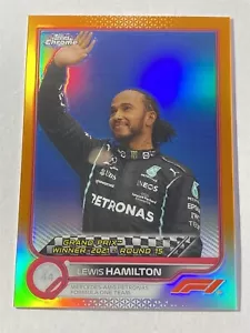 LEWIS HAMILTON 2022 Topps Chrome Formula 1 #165 Orange Red Refractor (H7) - Picture 1 of 2