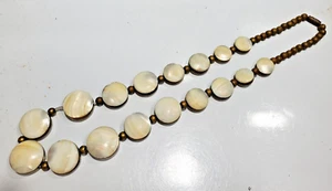 Vintage Necklace With Bezel Set Mother Of Pearl Stones 24" 5499/10 - Picture 1 of 17