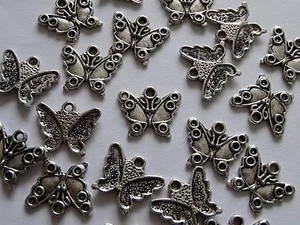 CLEARANCE 20 Silver Butterfly Metal Charms 15x17mm - Picture 1 of 4