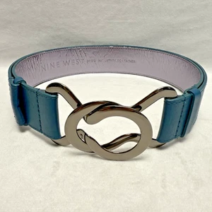 Nine West Women’s M/L Turquoise Figure 8 Tension Buckle Belt 341018 1.75" Wide - Picture 1 of 9