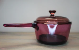 Vision Corning Ware Cranberry 1L Sauce Pan / Pot With Lid - Picture 1 of 10