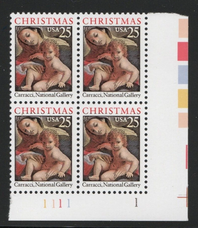 ALLY'S STAMPS US Plate Block Scott #2427 25c Christmas Madonna [4] MNH [STK] - Image 1 of 1