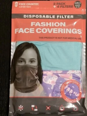 Free Country Face Covering 2 pack + 4 filters Purple Aqua Cupcakes (Girls 5-10) - Image 1 of 2