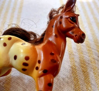 RARE Vintage Reeves Breyer Horse Appaloosa Baby Foal Model Figure Brown Hair - Image 1 of 4