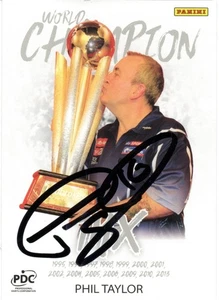 DARTS: PHIL TAYLOR 'THE POWER' SIGNED PDC PANINI TRADING CARD+COA *PROOF* - Picture 1 of 2