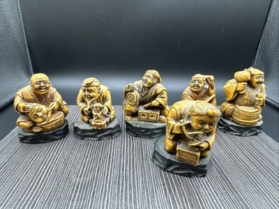 6 hombres asiáticos vintage grabados hechos a mano en Italia resina y madera Cheswick PA Foto 1 de 4