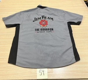 Men’s Jim Beam Medium Collared Button Down Shirt Dark Gray Patches Embroidery - Picture 1 of 7