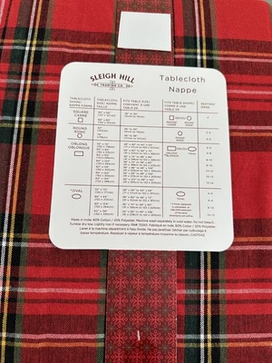 SLEIGH HILL  Red Plaid 60”X 104"  or  60"X 84"  cotton blend Tablecloth   New - Image 1 of 2