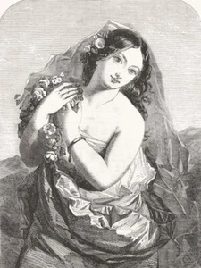 PRETTY LADIES. Sunshine 1855 old antique vintage print picture - Picture 1 of 1