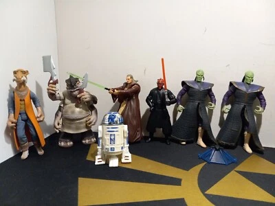 Lote de 7 figuras Hasbro Star Wars 1995-2002: R2-D2 Darth Maul Qui-Gon Yak Face Foto 1 de 4