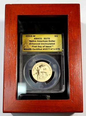 2015-W Native American Dollar $1 Enhanced Uncirculated 1st Day of Issue EU70 - Image 1 of 3