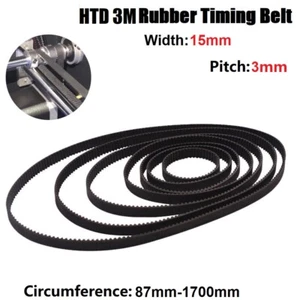 Correa de distribución síncrona de circuito cerrado HTD 3M 3mm paso 15mm ancho para polea CNC - Imagen 1 de 8