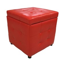 POUFF CUBESTORE45 ROSSO ECOPELLE