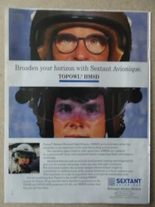 9/95 PUB SEXTANT AVIONIQUE TOPOWL HMSD HELICOPTER HELMET MOUNTED SIGHT AD - Imagen 1 de 1