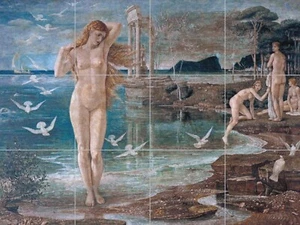 Mural de azulejos/mosaico panel de cerámica de Walter Crane El Renacimiento de Venus - Mural - Imagen 1 de 4